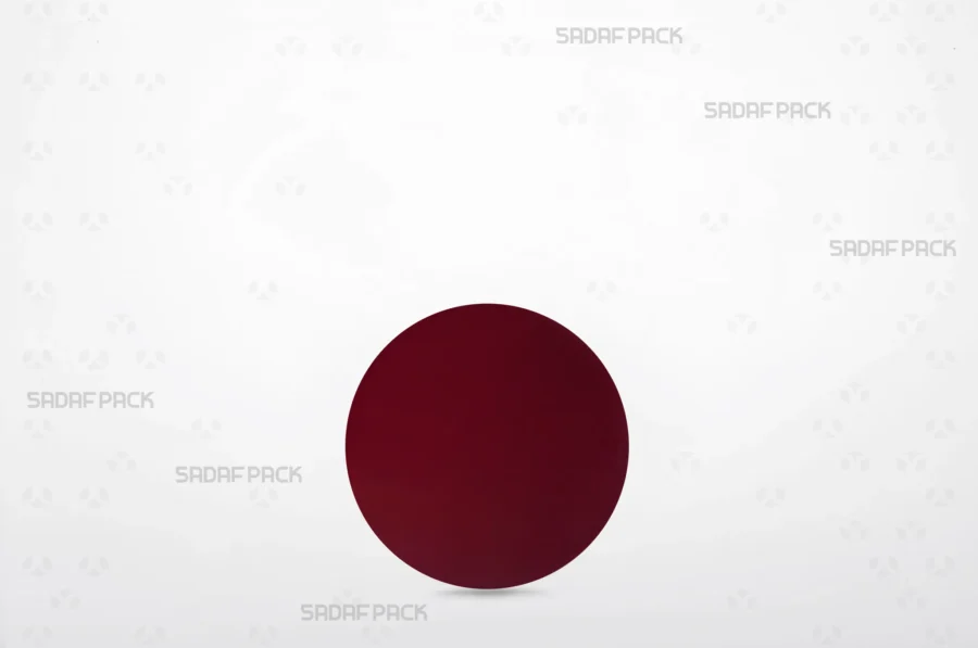 A size 10 circular crimson cardboard pad, designed to be placed inside saffron containers to elevate the contents and enhance the visual presentation.