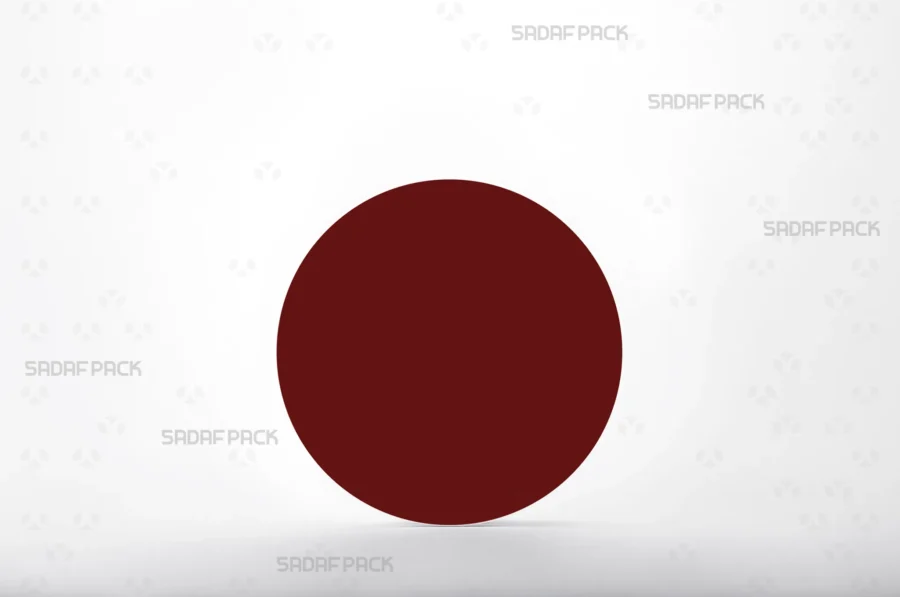 A size 12 circular crimson cardboard pad, designed to be placed inside saffron containers to elevate the contents and enhance the visual presentation.