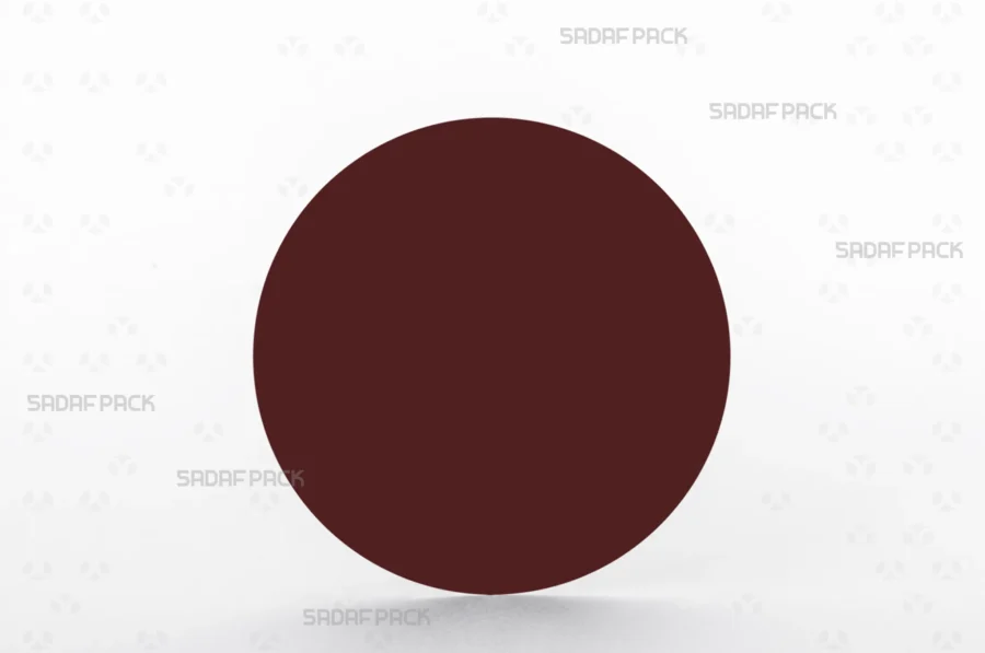 A size 15 circular crimson cardboard pad, designed to be placed inside saffron containers to elevate the contents and enhance the visual presentation.
