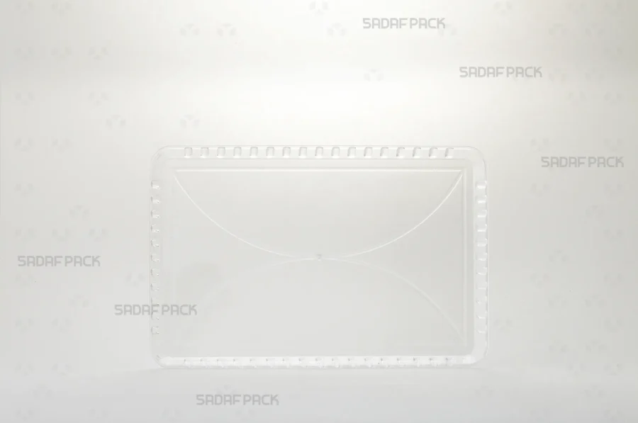 A front-facing view of the Crystal Rectangle Tray 100, highlighting its durable polycrystal structure and rectangular shape.