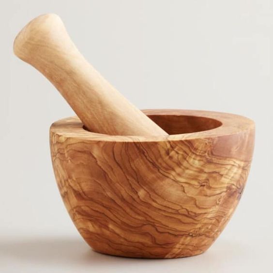 wooden saffron mortar