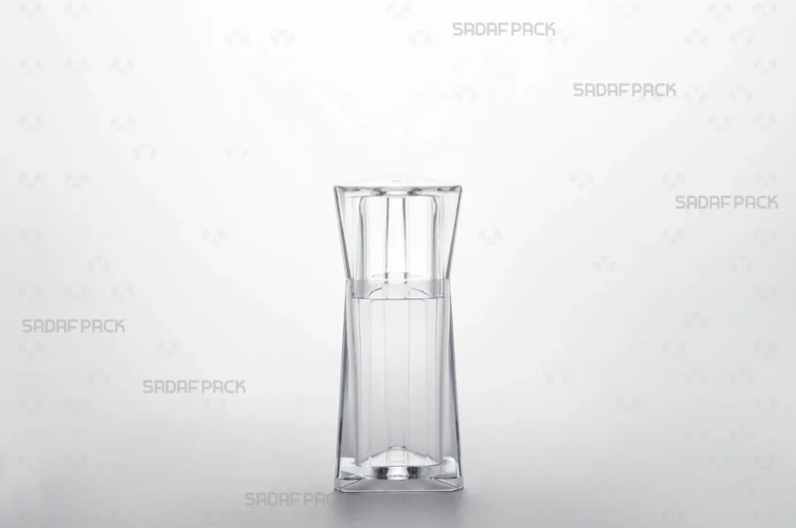 A front angle view of the Almas 2 container, highlighting its polished poly-crystal structure and secure press-fit lid designed for optimal preservation.