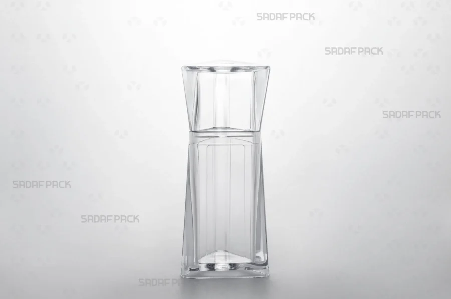 A front angle view of the Almas 3 container, highlighting its seamless poly-crystal structure and secure lid fit.