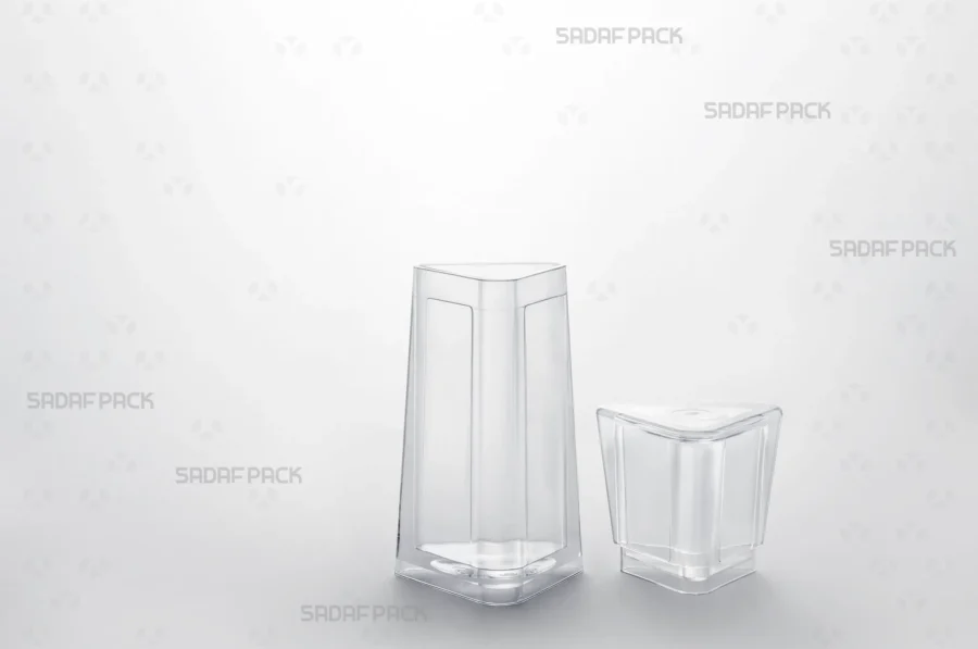 An open-lid, three-quarter angle view of the Almas 3 container and its lid side-by-side, displaying the polished interior.