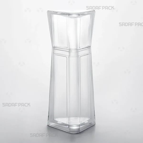 Three-quarter angle view of the Almas 4 luxury crystal container, a premium packaging solution for saffron by Sadaf Pack.