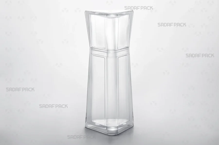 Three-quarter angle view of the Almas 4 luxury crystal container, a premium packaging solution for saffron by Sadaf Pack.
