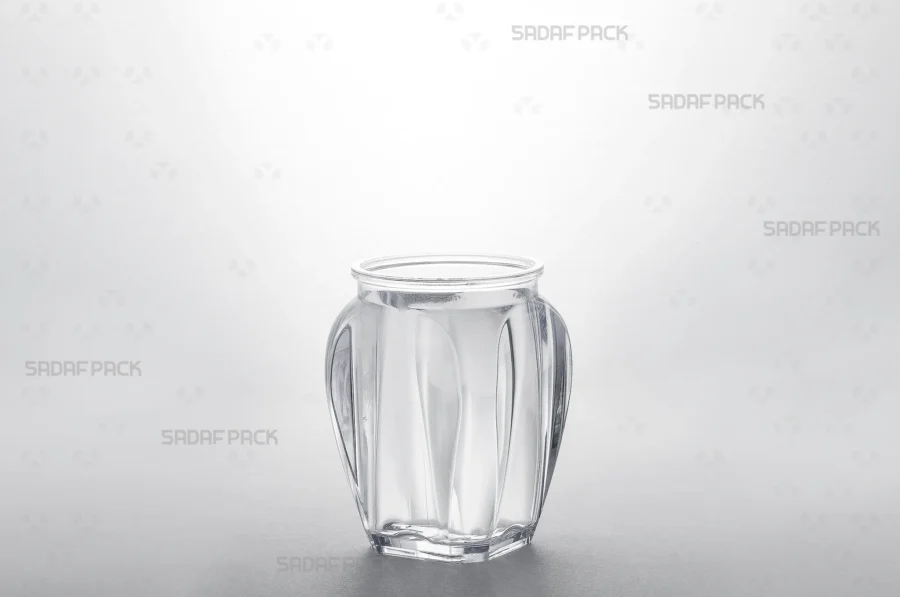A three-quarter angle view of the Gohar 4 container's body, illustrating its internal volume and the flawless finish of the poly-crystal material.