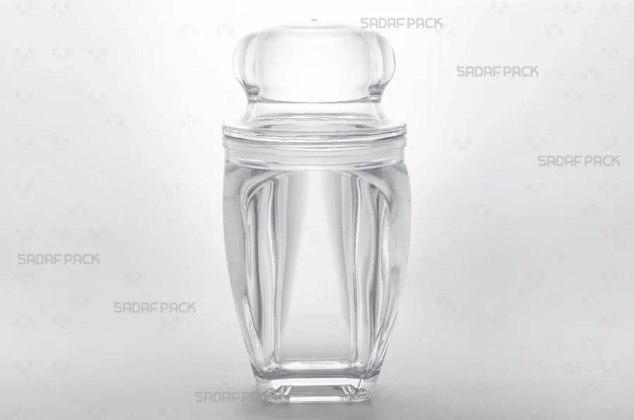 Front angle view of the Gohar 5 container, highlighting its seamless polycrystal structure and stable base.