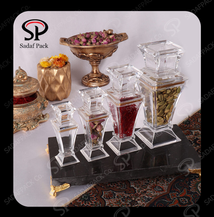 Saffron Crystal Container Berelian Design Size Large