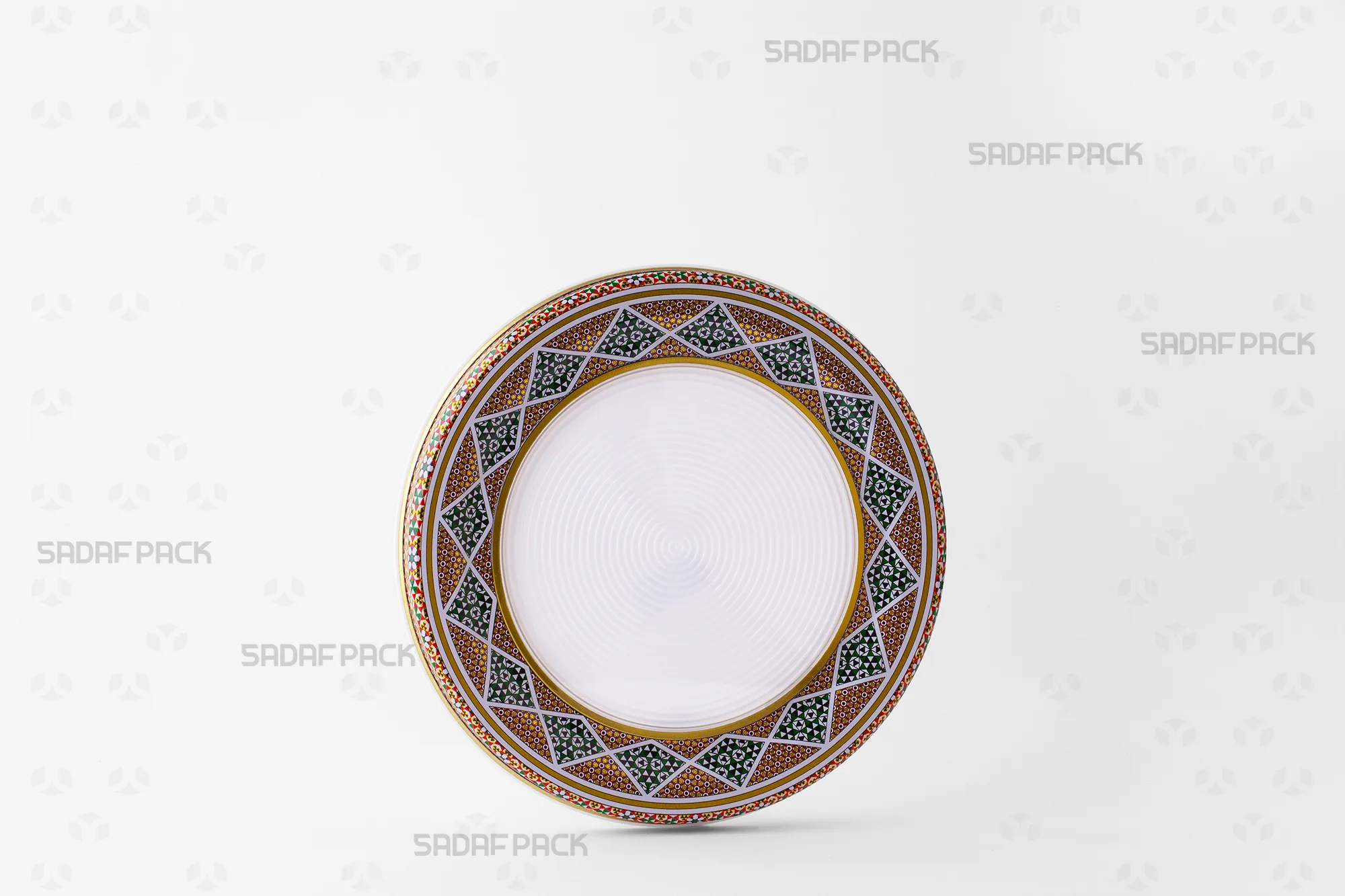 Three-quarter view of the 17 Metal España Flat Bottom tin container by Sadaf Pack, ideal for premium saffron packaging.