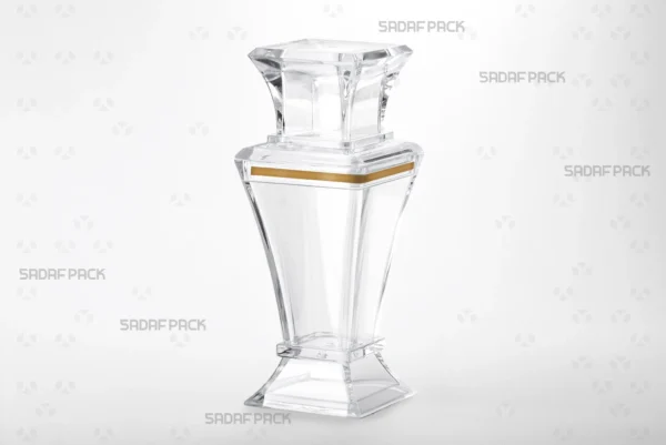 Three-quarter angle view of the Berelian 5 luxury crystal container by Sadaf Pack.