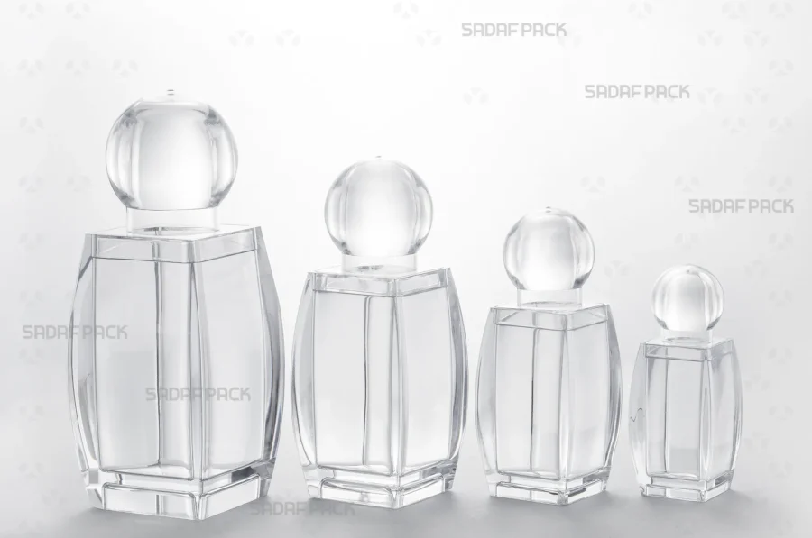 The complete Sadaf series of crystal containers displayed together, featuring all available sizes from Sadaf Pack.